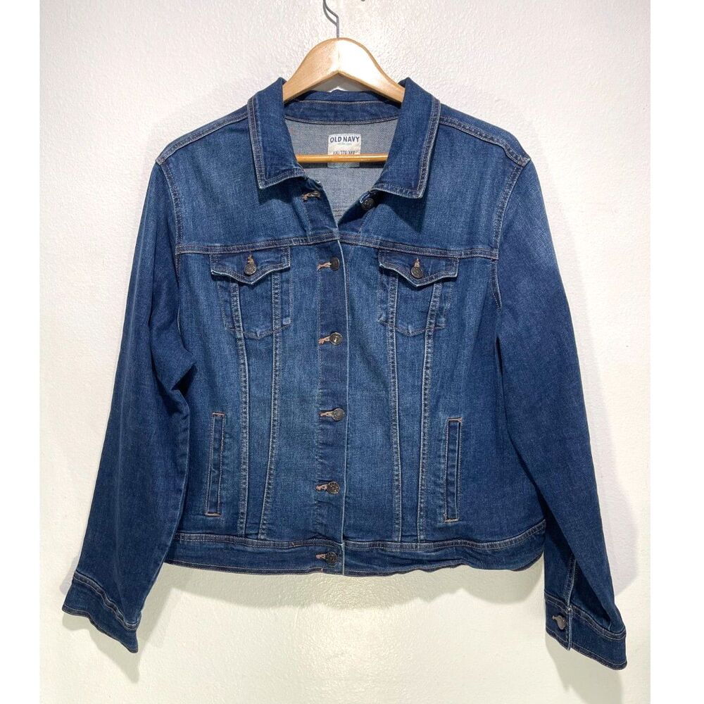 Old Navy denim Jacket long sleeve western country biker winter women XXL TG